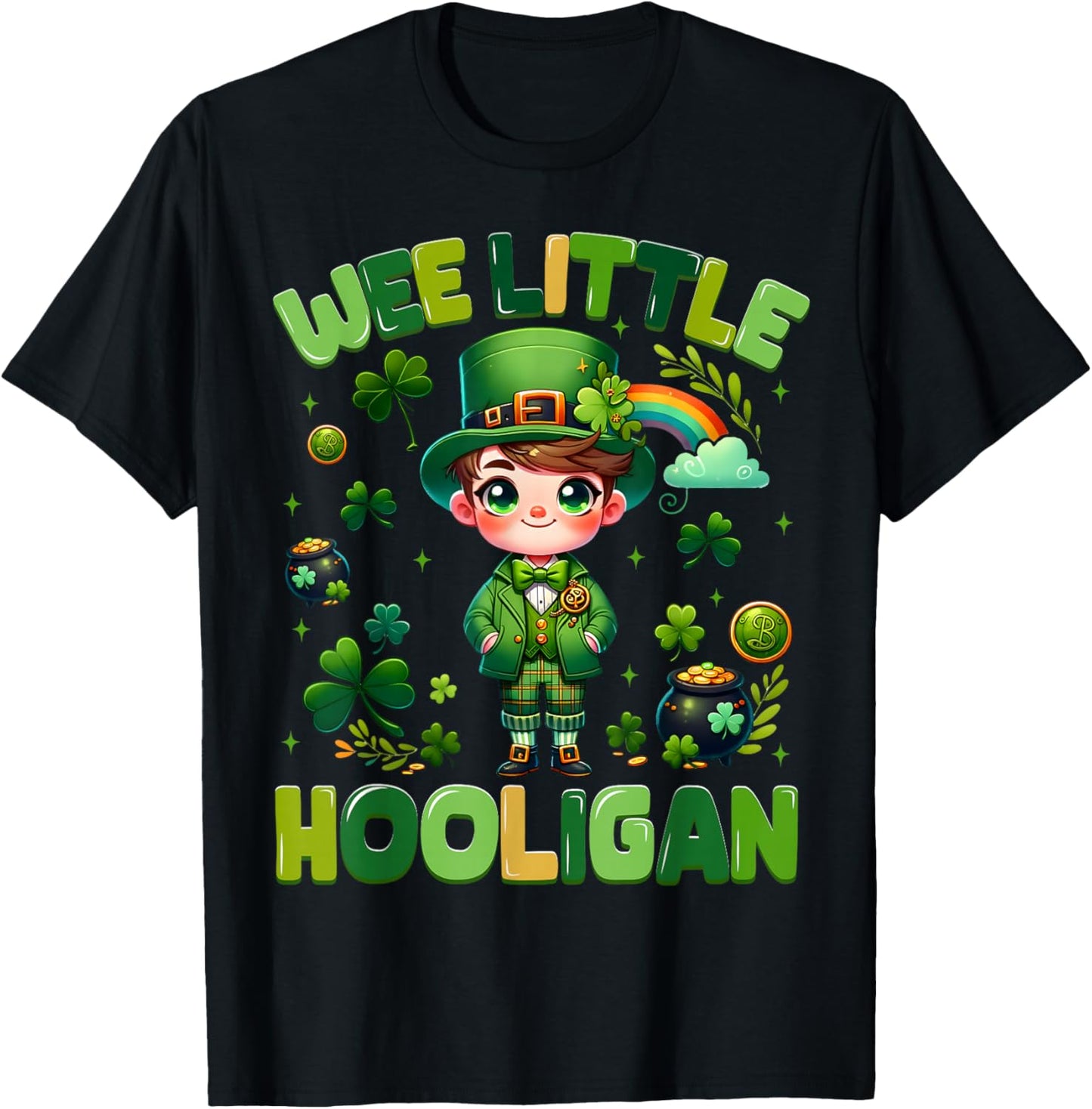 We Little Hooligan Irish Shamrock St Patricks Men Boy Kid T-Shirt - T-Shirt | Black