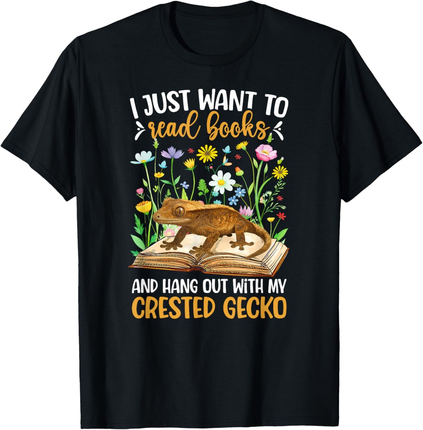 Books and Crested Gecko Owner Crestie Lover T-Shirt - T-Shirt | Black