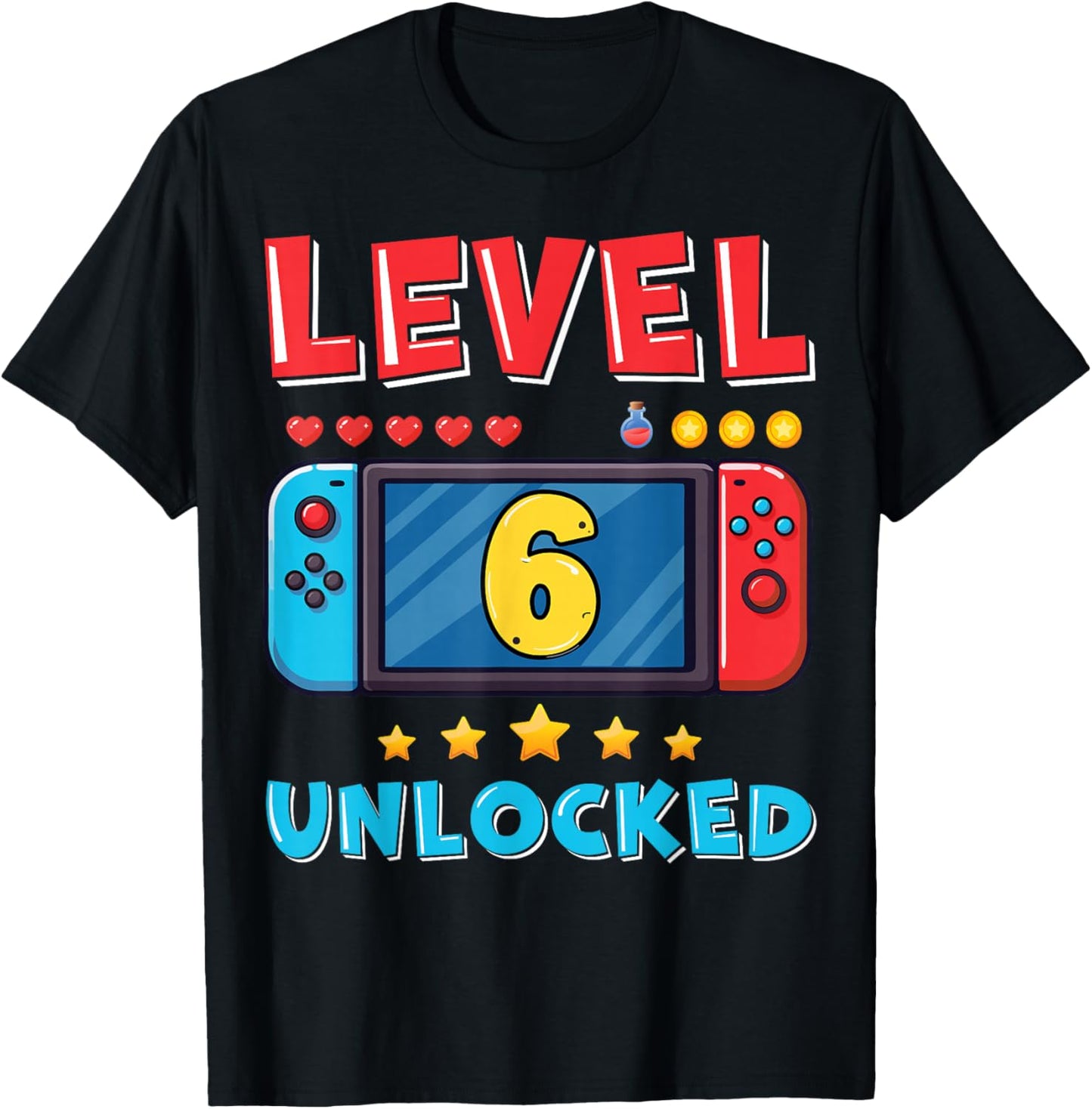 6 Year Old Bday Decorations Son Gamer Boy 6yr 6th Birthday T-Shirt - T-Shirt | Black