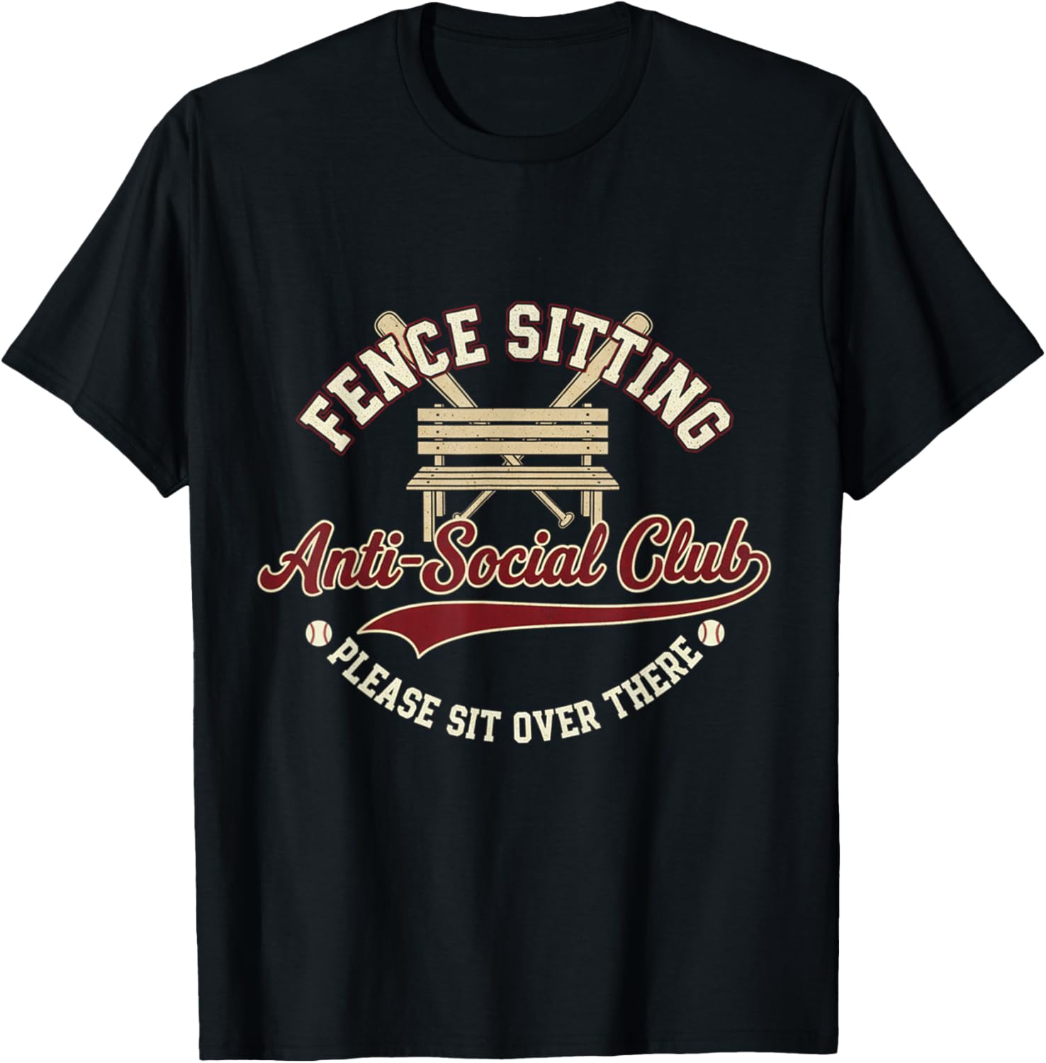 Fence Sitting Anti-Social Club Please Sit Over There T-Shirt - T-Shirt | Black
