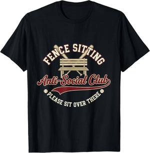 Fence Sitting Anti-Social Club Please Sit Over There T-Shirt - T-Shirt | Black