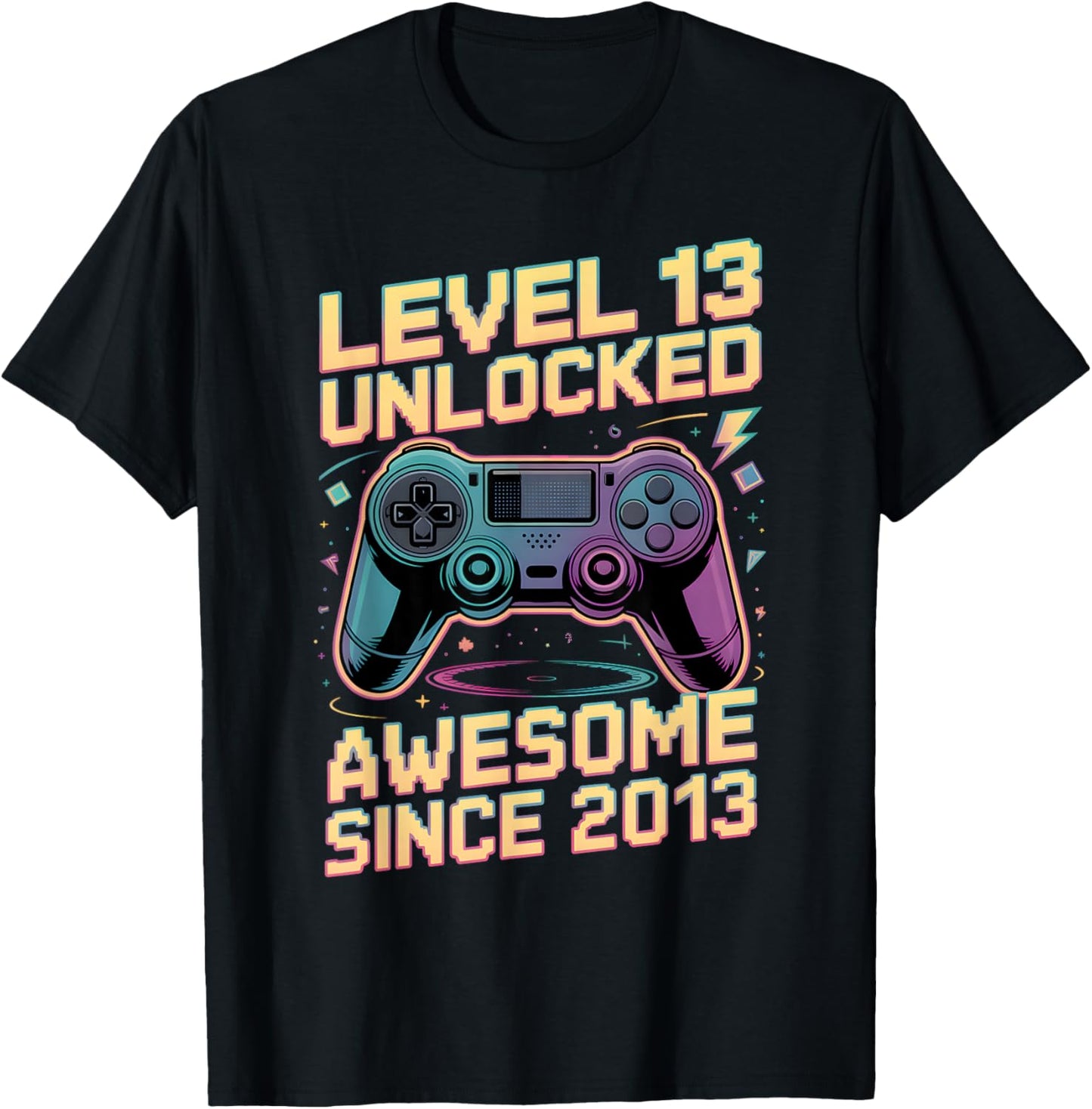 13th Birthday Boy Gift Level 13 Gamer 2013 13 Year Old Party T-Shirt - T-Shirt | Black