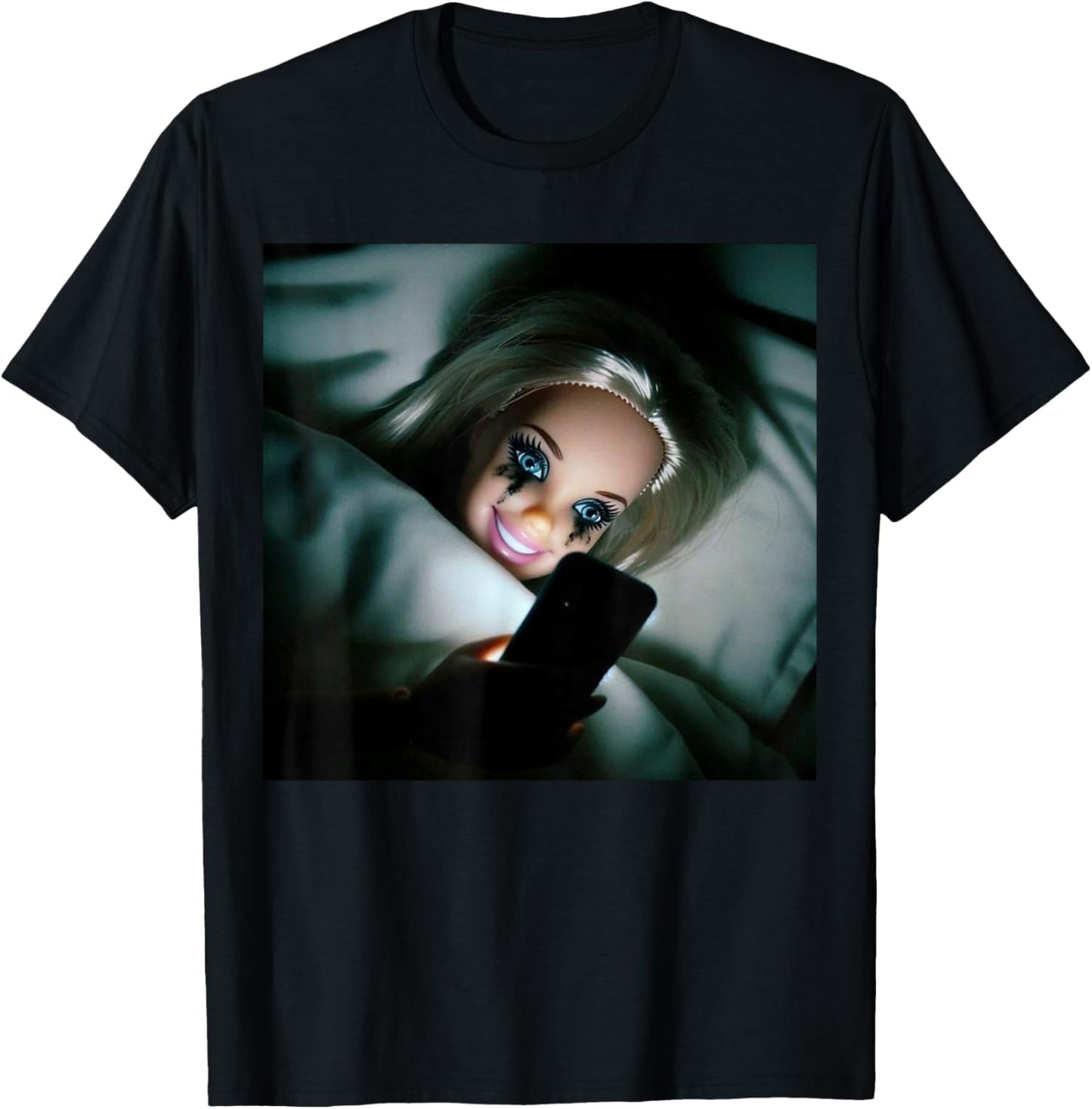 Funny Doll Crying Face Meme Scrolling Sarcastic Humor Gift T-Shirt - T-Shirt | Black