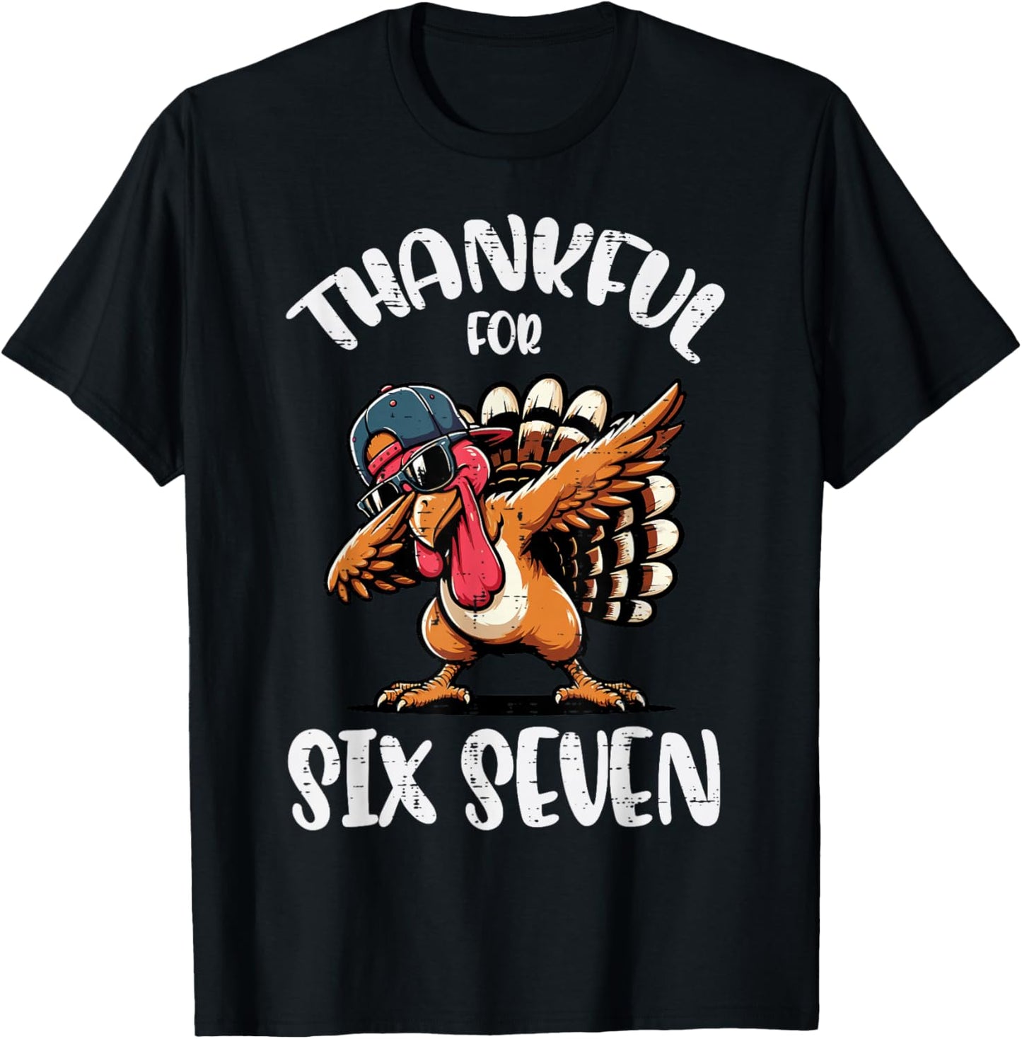 Thankful for Six Seven 6 7 Meme 67 Thanksgiving Turkey Boys T-Shirt - T-Shirt | Black