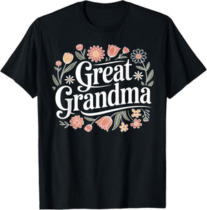 Wildflowers Great Grandma Floral Mother's Day Great Grandma T-Shirt - T-Shirt | Black