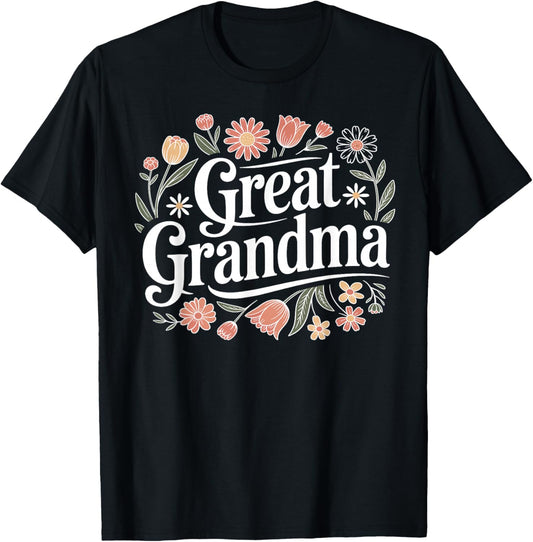 Wildflowers Great Grandma Floral Mother's Day Great Grandma T-Shirt - T-Shirt | Black