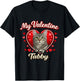 Gray Tabby Cat Valentine Hearts Feline Love Gift T-Shirt - T-Shirt | Black