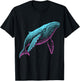 Blue Whale Illustration Colorful T-Shirt - T-Shirt | Black