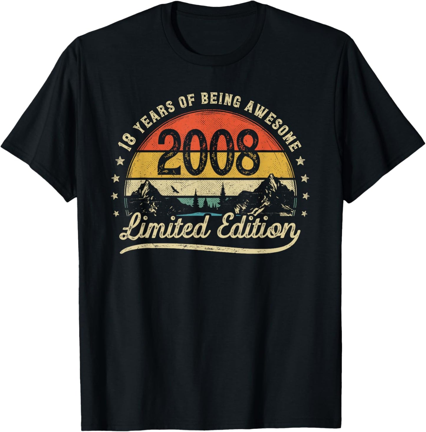 Vintage 2008 18 Years Old 18th Birthday T-Shirt - T-Shirt | Black