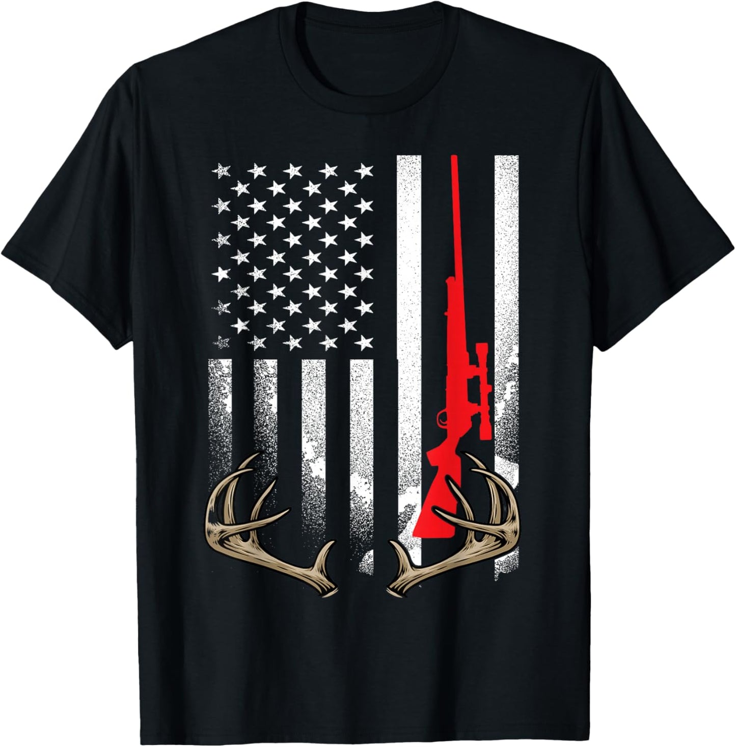 Deer Hunting Love Whitetail Hunt Wildlife Elk Patriot Hunter T-Shirt - T-Shirt | Black