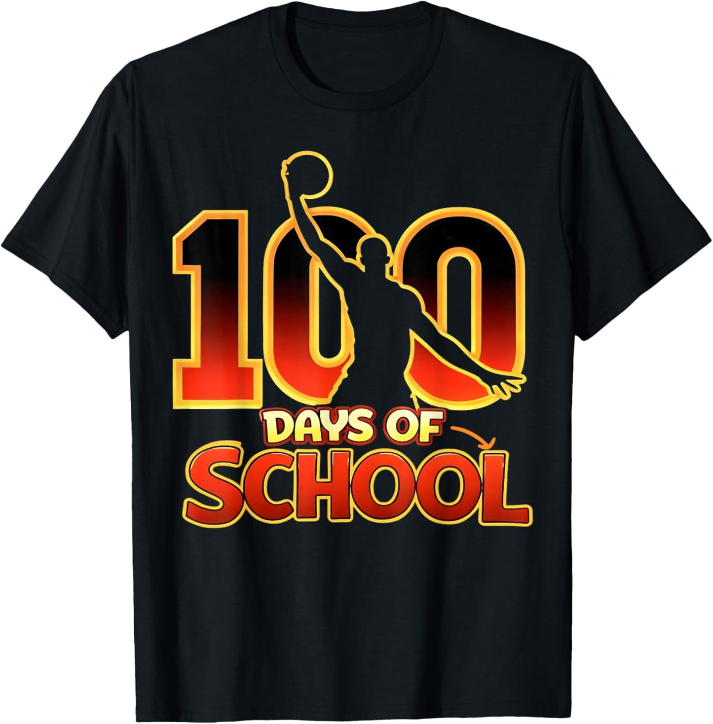 Funny 100 Days of School Basketball Dunk Gift Boys Kids T-Shirt - T-Shirt | Black