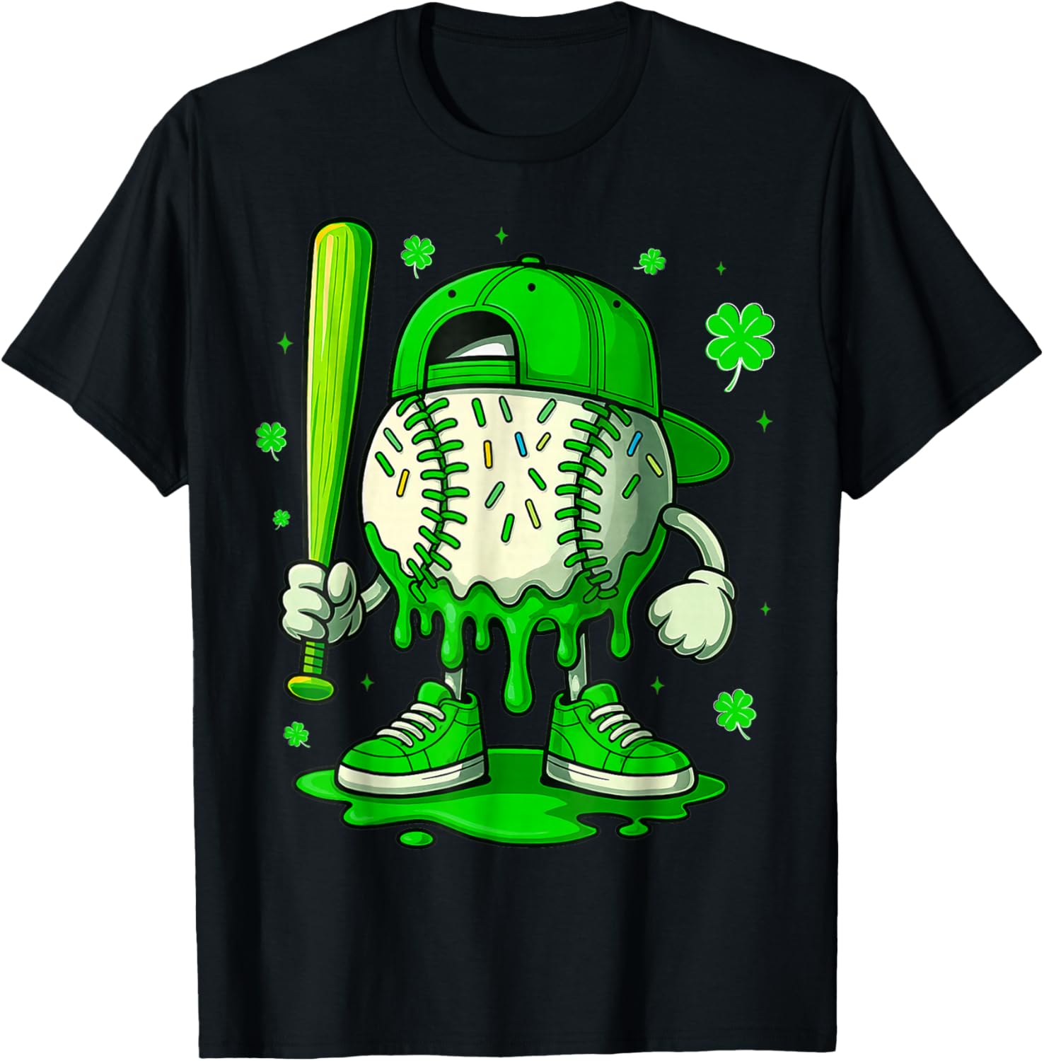 Baseball Drip Icecream Apparel Youth Boy St Patricks Day T-Shirt - T-Shirt | Black