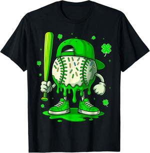 Baseball Drip Icecream Apparel Youth Boy St Patricks Day T-Shirt - T-Shirt | Black