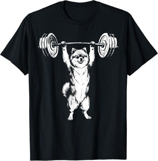Pomeranian Weightlifting T-Shirt - T-Shirt | Black