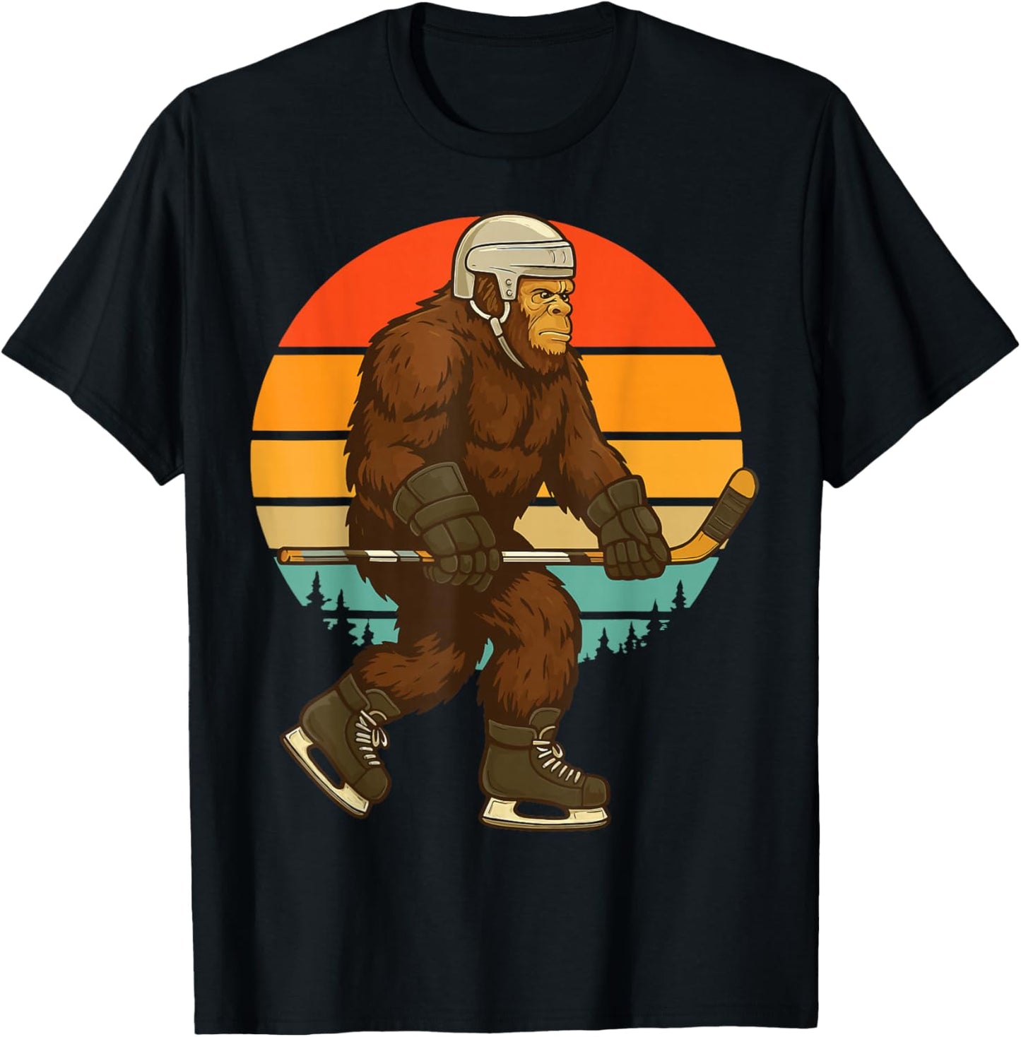 Bigfoot Ice Hockey Retro T-Shirt - T-Shirt | Black