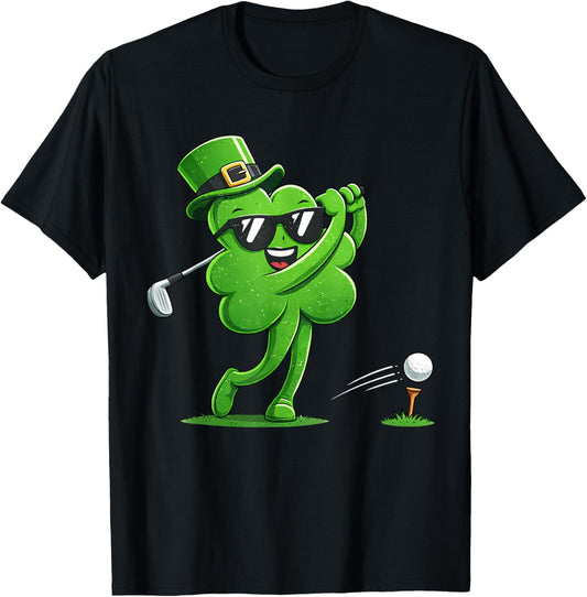 Golf St Patricks Day Boys Kids Men Sport Irish Shamrock T-Shirt - T-Shirt | Black
