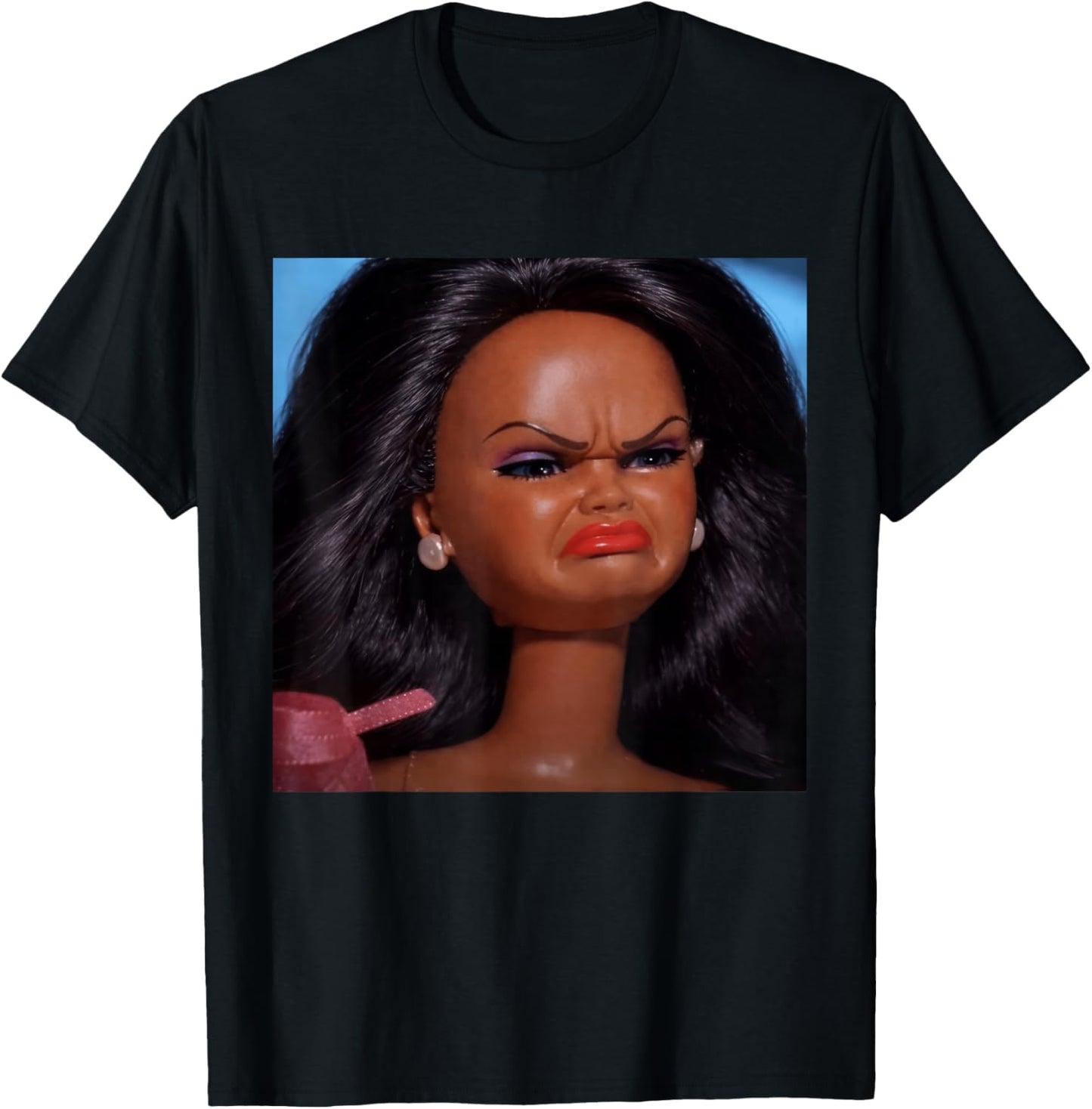 Angry Disgusted Black Doll Face Meme Reaction Meme Funny T-Shirt - T-Shirt | Black