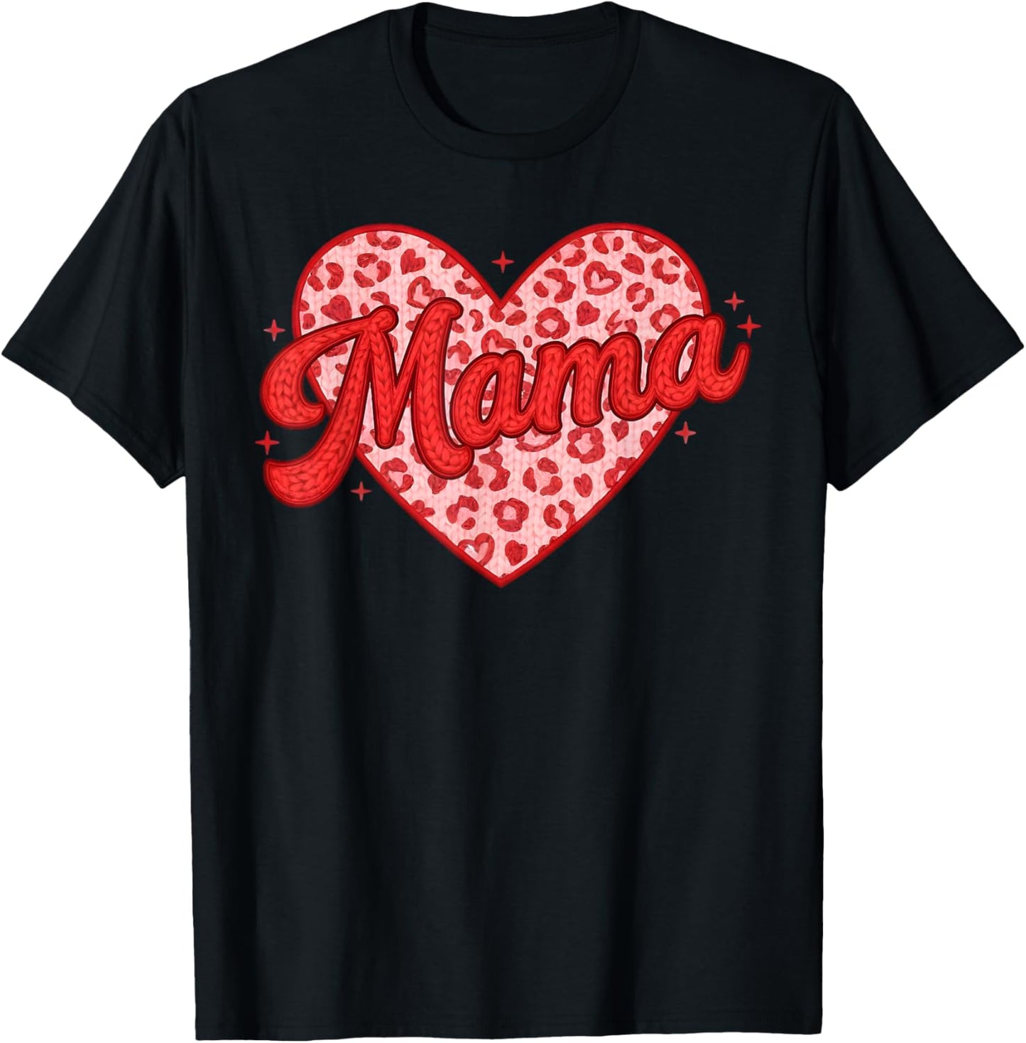 Mama Heart Love Valentine Cute Mom Valentines Day Women T-Shirt - T-Shirt | Black