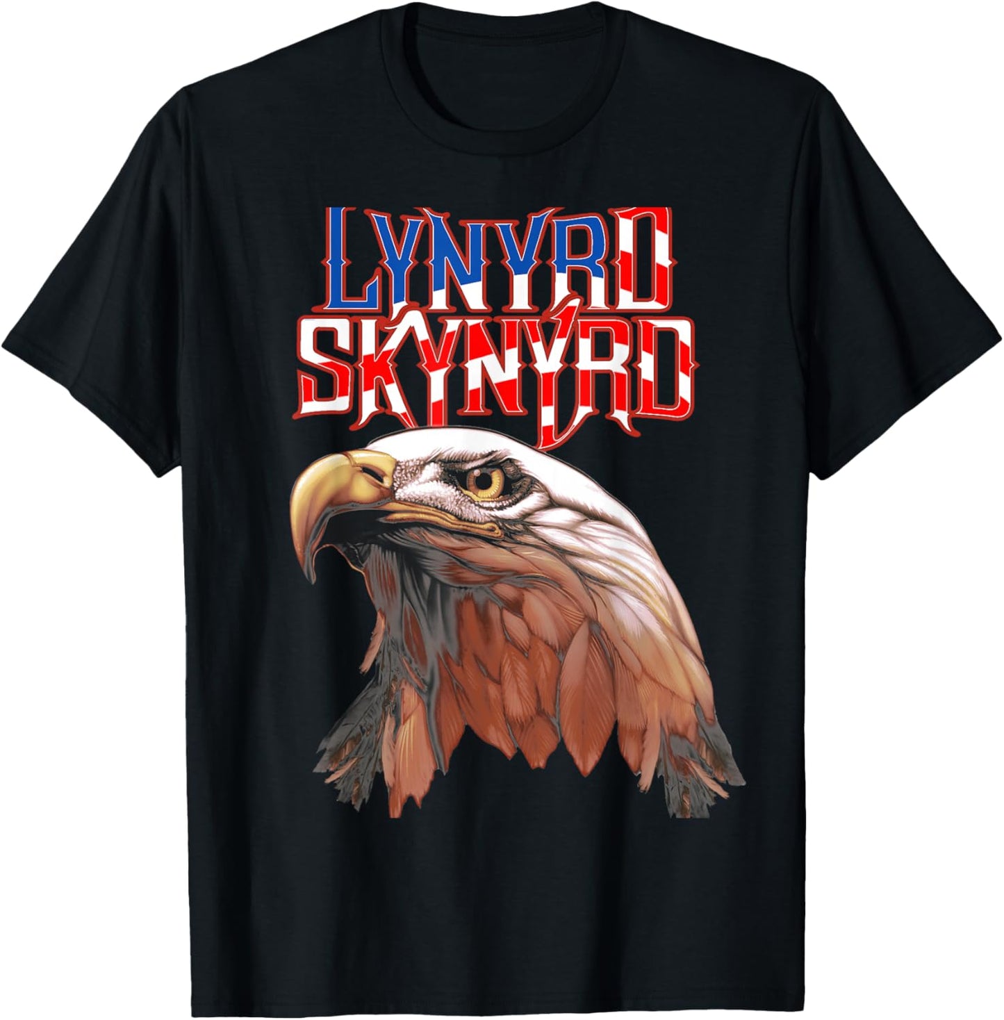 Lynyrd Skynyrd Americana Eagle Free Bird Retro Rock Flag US T-Shirt - T-Shirt | Black