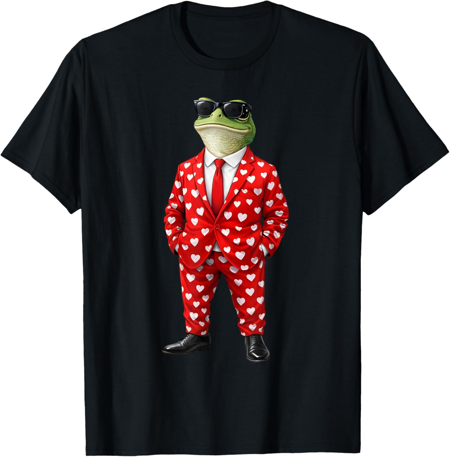 Funny Frog Lovers Valentine Heart Love Animal Valentine's T-Shirt - T-Shirt | Black