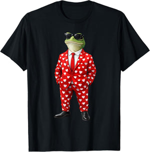 Funny Frog Lovers Valentine Heart Love Animal Valentine's T-Shirt - T-Shirt | Black