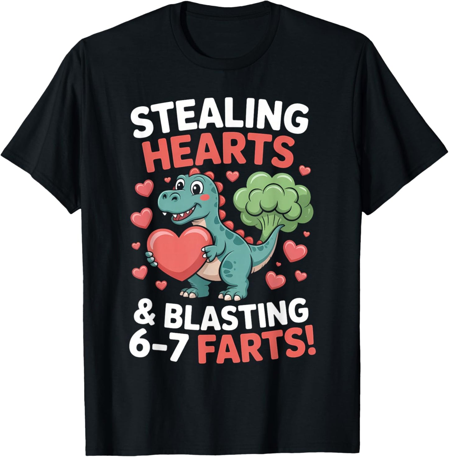 67 Meme Stealing Hearts Dinosaur Valentine's Day Kids Boys T-Shirt - T-Shirt | Black