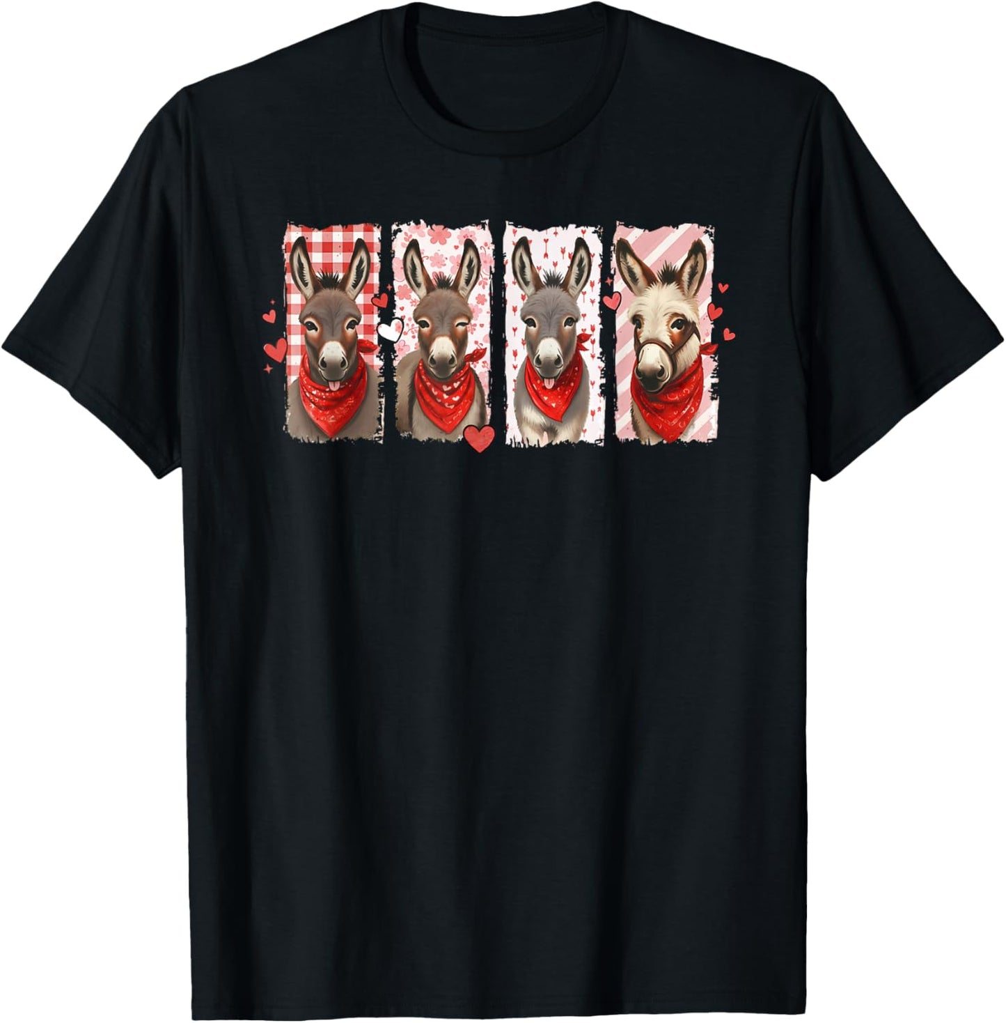 Valentine Colorful Costume Farmer Donkey Lovers T-Shirt - T-Shirt | Black