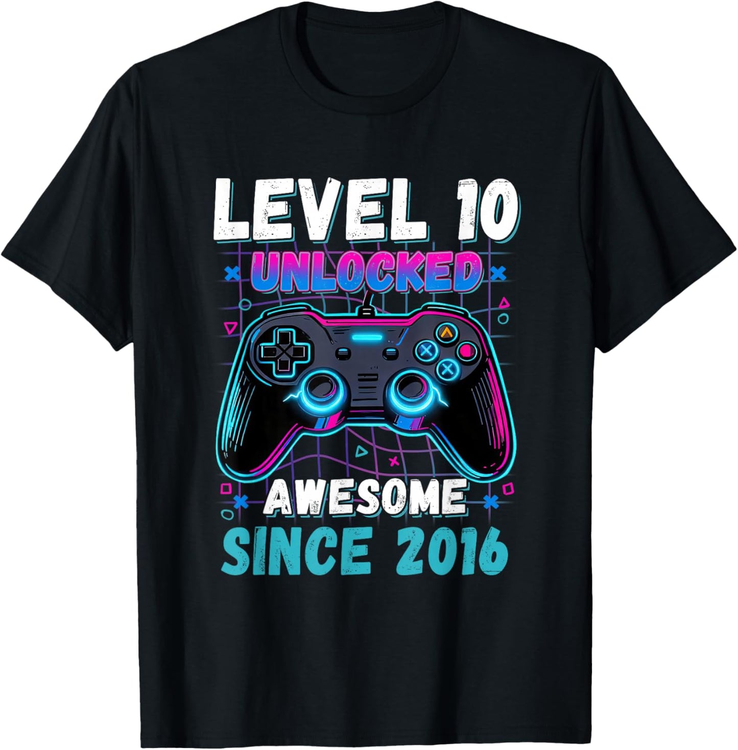 Level 10 Unlocked Awesome Since 2016 10th Birthday Boys Kids T-Shirt - T-Shirt | Black