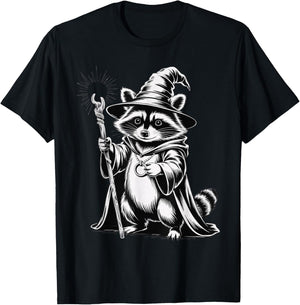 Funny Wizard Raccoon T-Shirt - T-Shirt | Black