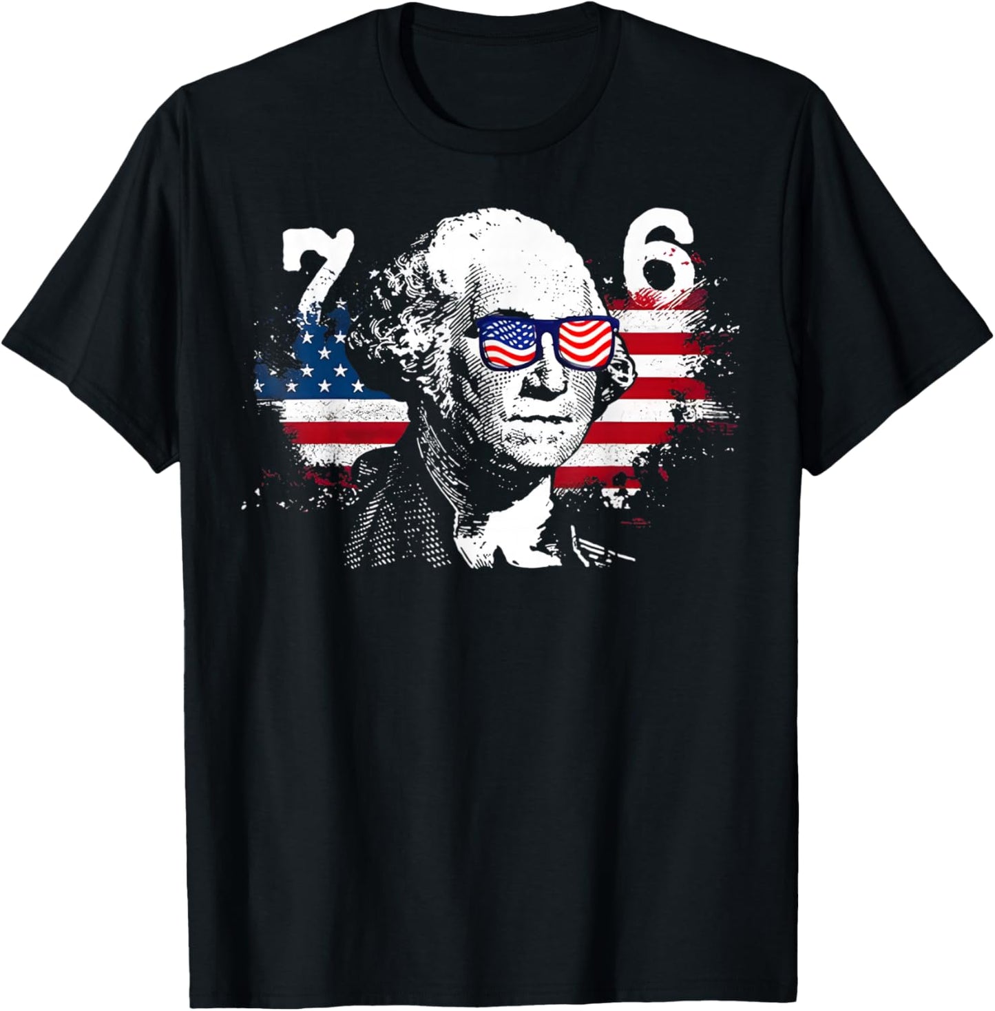 6-7 7-6 George Washington Shirt Six Seven Vintage USA Flag T-Shirt - T-Shirt | Black