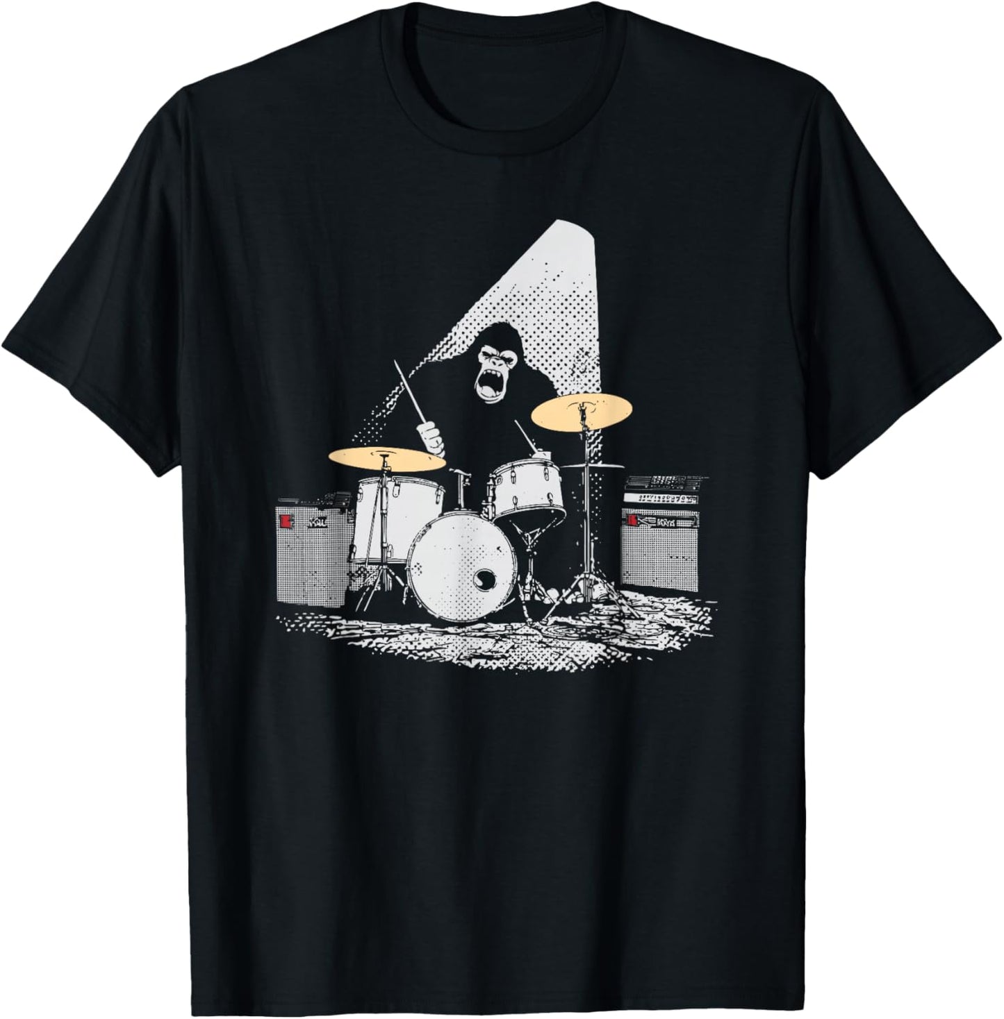 Bigfoot Drummer Retro Drums T-Shirt - T-Shirt | Black
