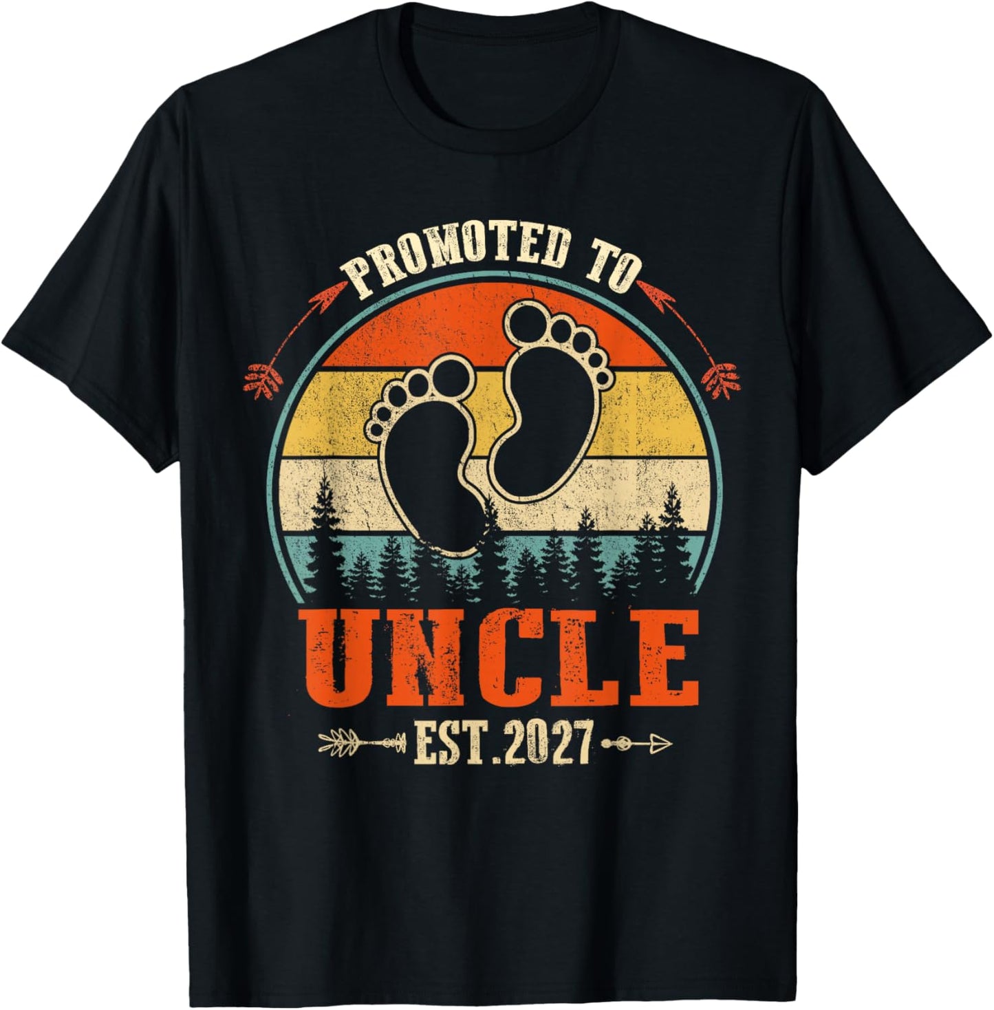 Promoted to Uncle 2027 - Present for First Time New Uncle T-Shirt - T-Shirt | Black