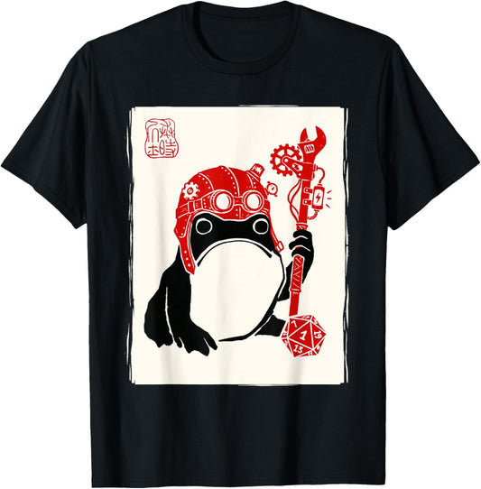 Grumpy Japanese Frog Artificer Funny Board Games T-Shirt - T-Shirt | Black
