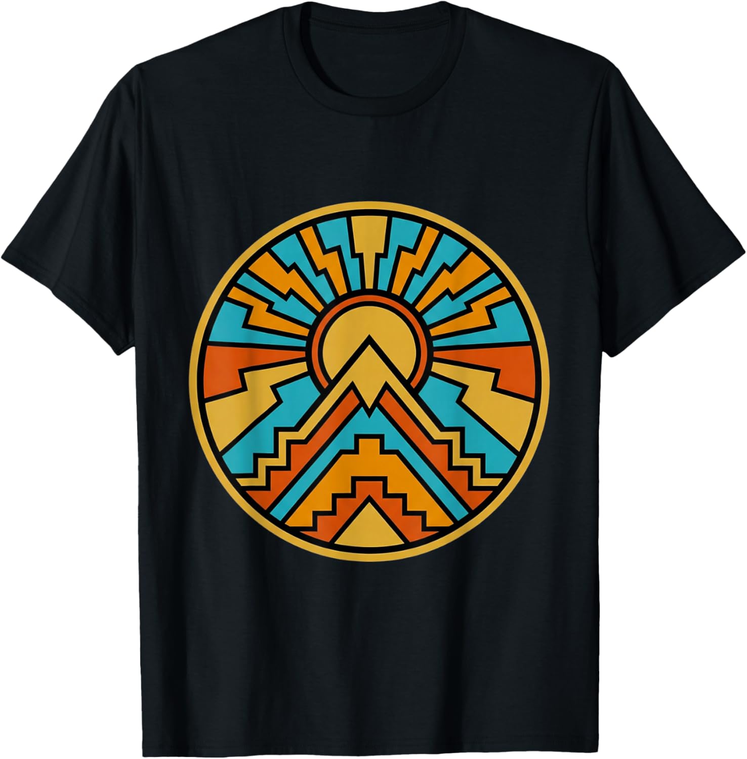 Indigenous Native American Culture Gift Sun Mountain T-Shirt - T-Shirt | Black