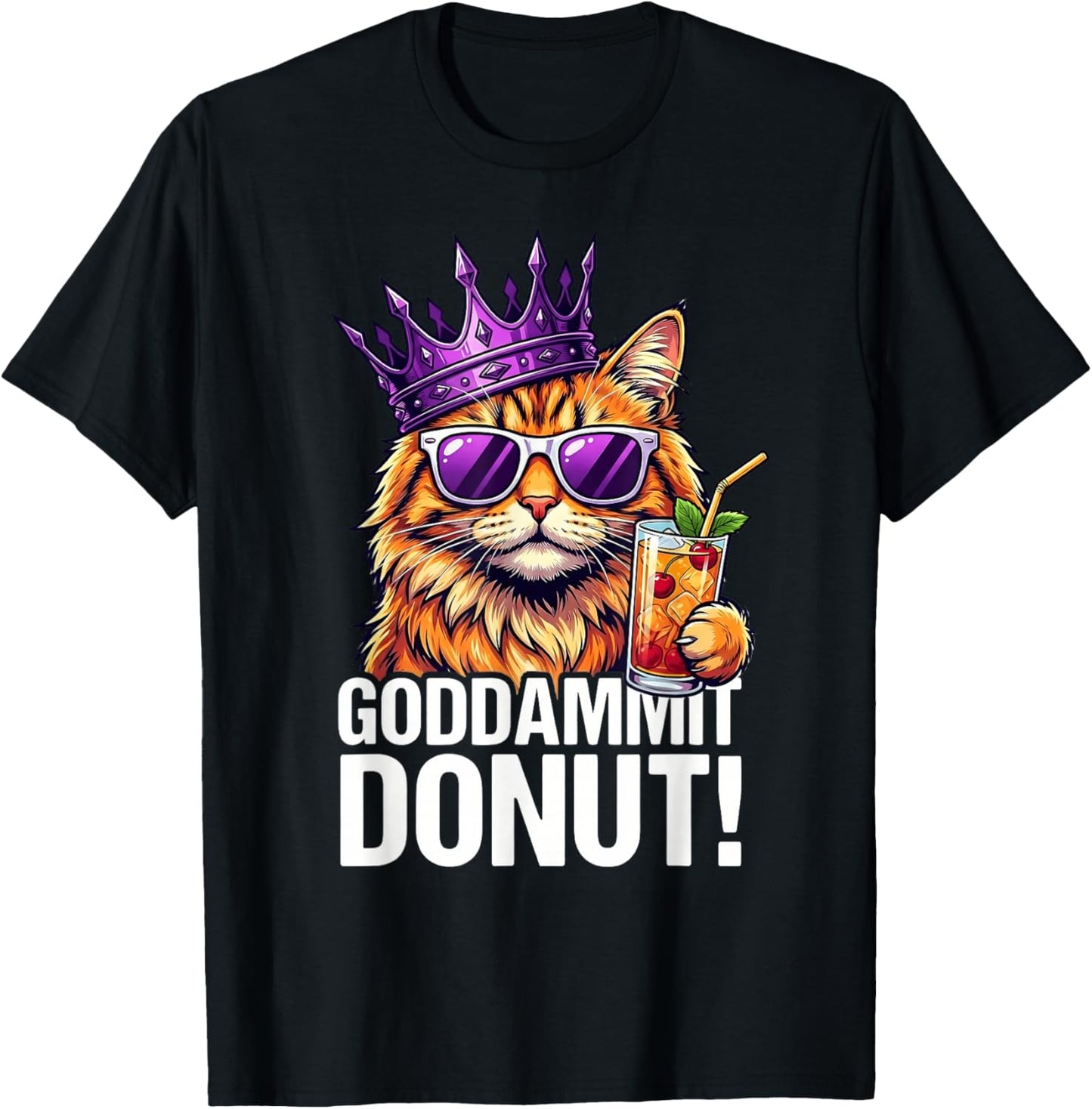 Donut Princess Cat Meme – Kawaii Funny Cartoon Style T-Shirt - T-Shirt | Black