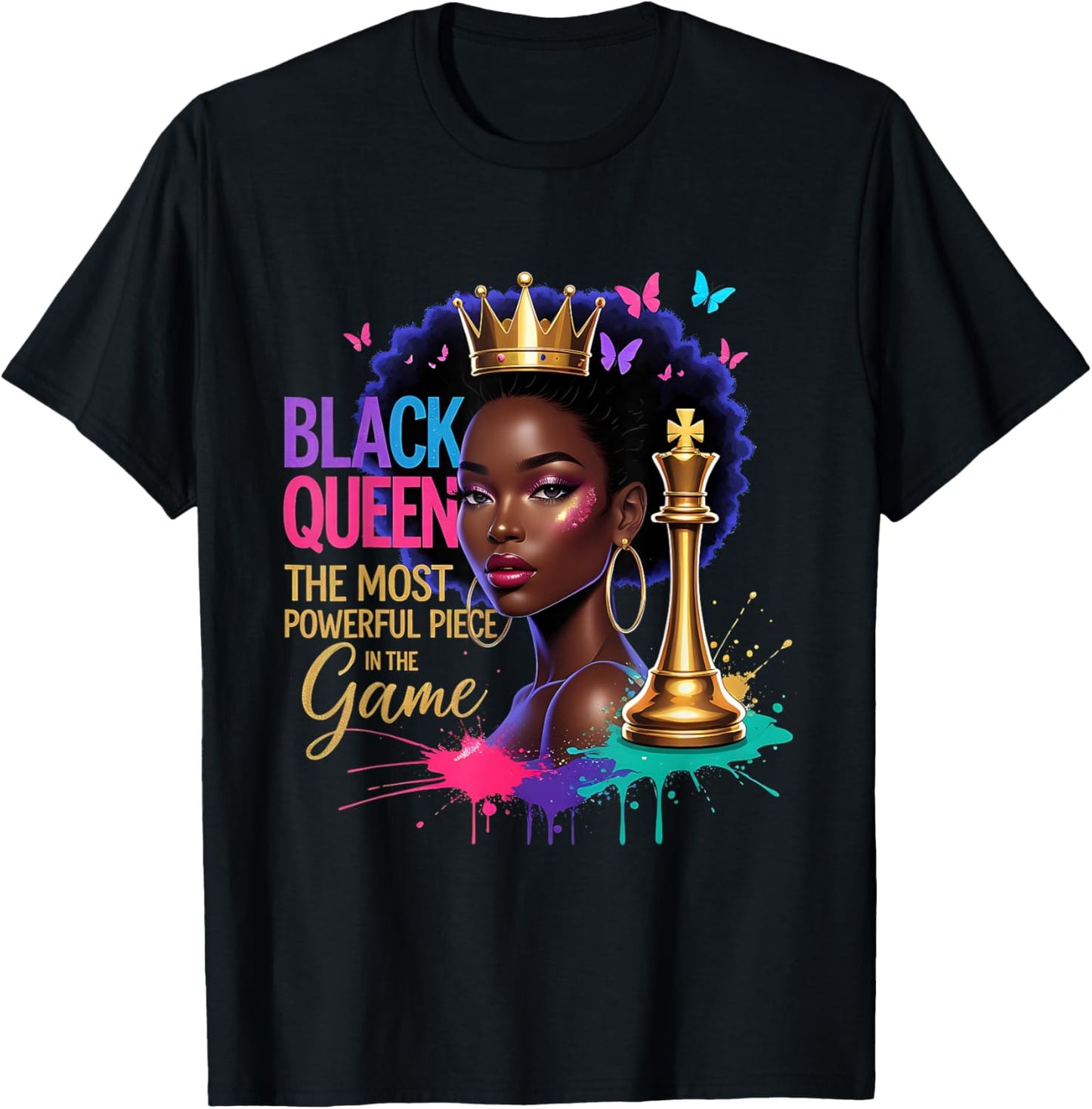 Melanin Queen Afro Girl Black Women African T-Shirt - T-Shirt | Black