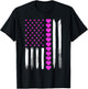 Valentines Day Pink Hearts US American Flag Patriotic Lover T-Shirt - T-Shirt | Black