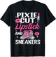 Pixie Cut Lipstick and Sneakers Short Hair Style Fashion T-Shirt - T-Shirt | Black