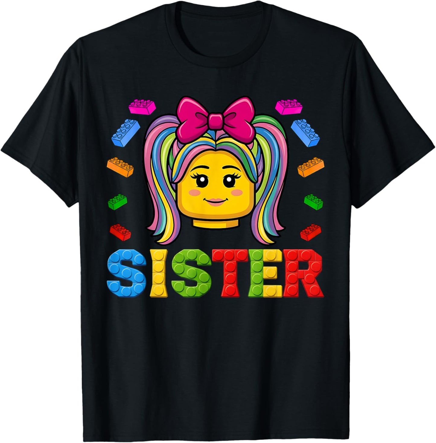 Sister Master Builder Building Bricks Blocks Family Matching T-Shirt - T-Shirt | Black