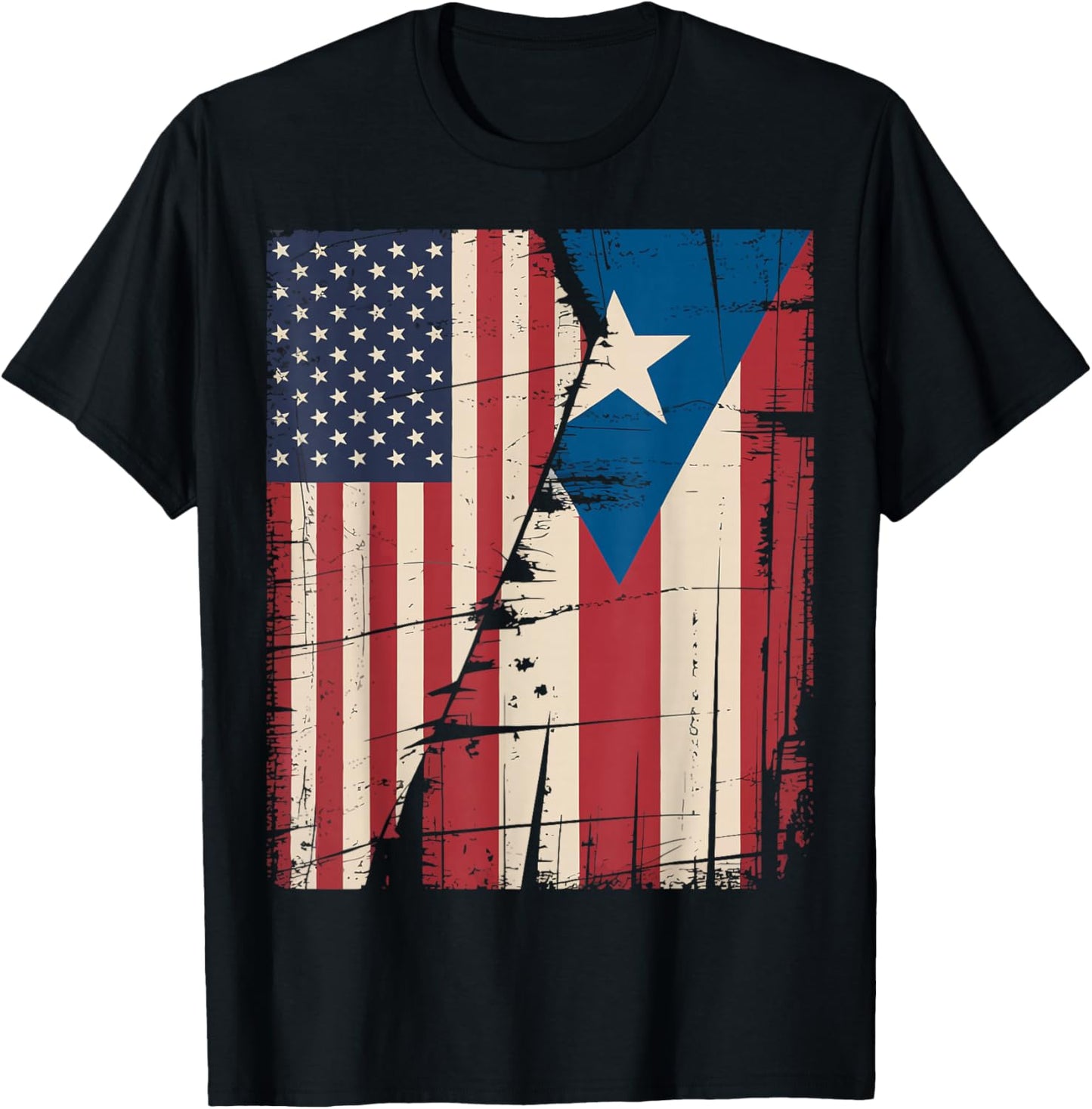 Puerto Rico USA Flag Puerto Rican American Design T-Shirt - T-Shirt | Black