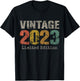 Vintage 2023 Text 3rd Birthday Gift Boy Girl 3 Year Old T-Shirt - T-Shirt | Black