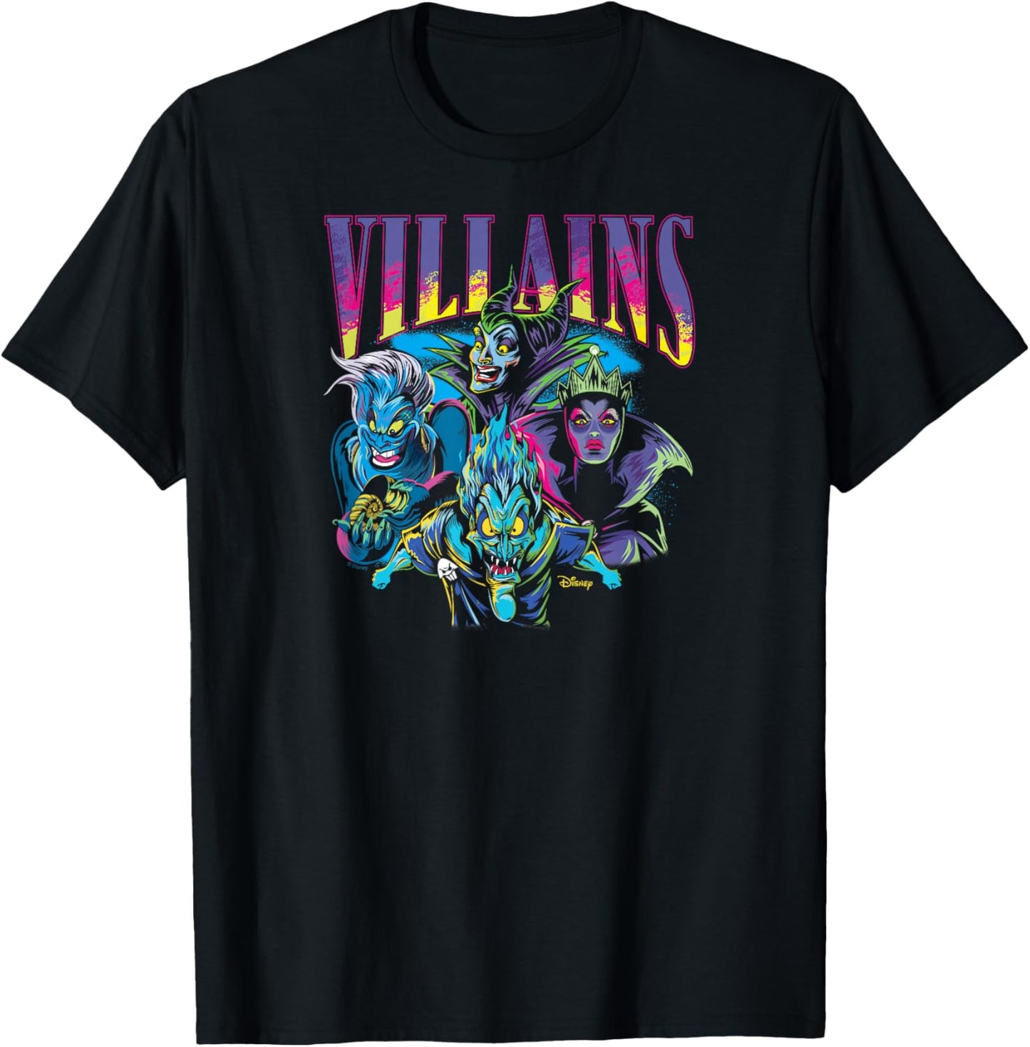 Blacklight Disney Villains Hades Ursula Maleficent Queen T-Shirt - T-Shirt | Black