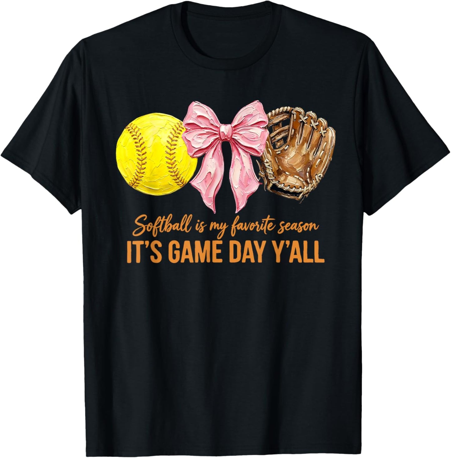 Softball is My Favorite Season Coquette Softball Mom Sister T-Shirt - T-Shirt | Black