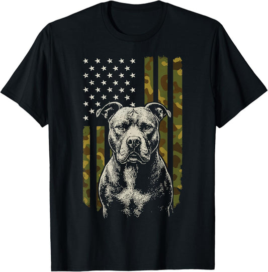 Pitbull US Flag Pit Bull America T-Shirt - T-Shirt | Black