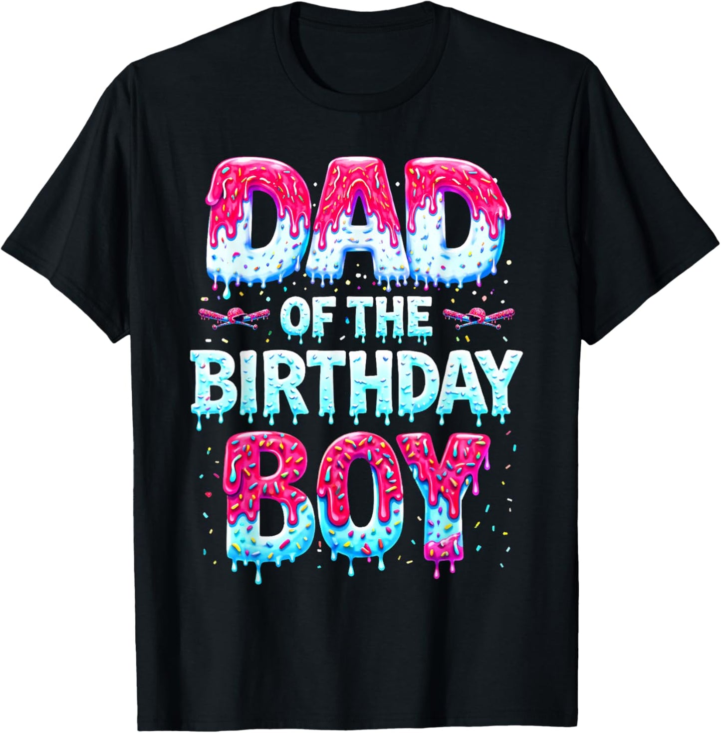 Dad of The Birthday Boy Ice Cream Baseball Family Party T-Shirt - T-Shirt | Black