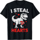 I Steal Hearts 67 Valentine’s Day Six Seven Meme T-Rex Boys T-Shirt - T-Shirt | Black