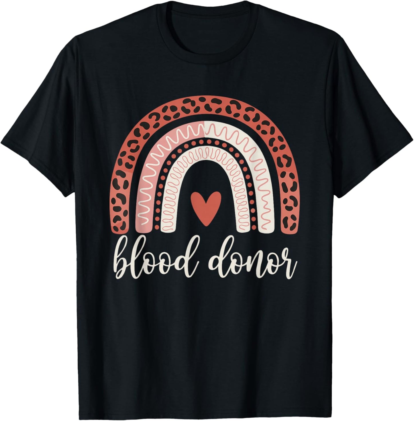 Leopard Rainbow Blood Donation Donor Support Awareness T-Shirt - T-Shirt | Black