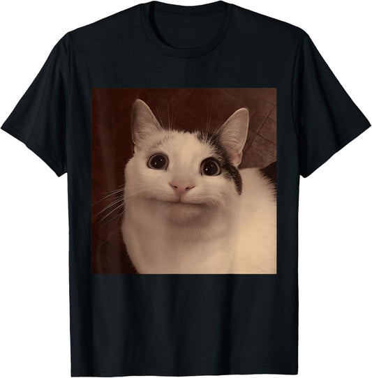 Weird Cat Face Smile Cursed Meme Beluga Kitten Gen Z Viral T-Shirt - T-Shirt | Black
