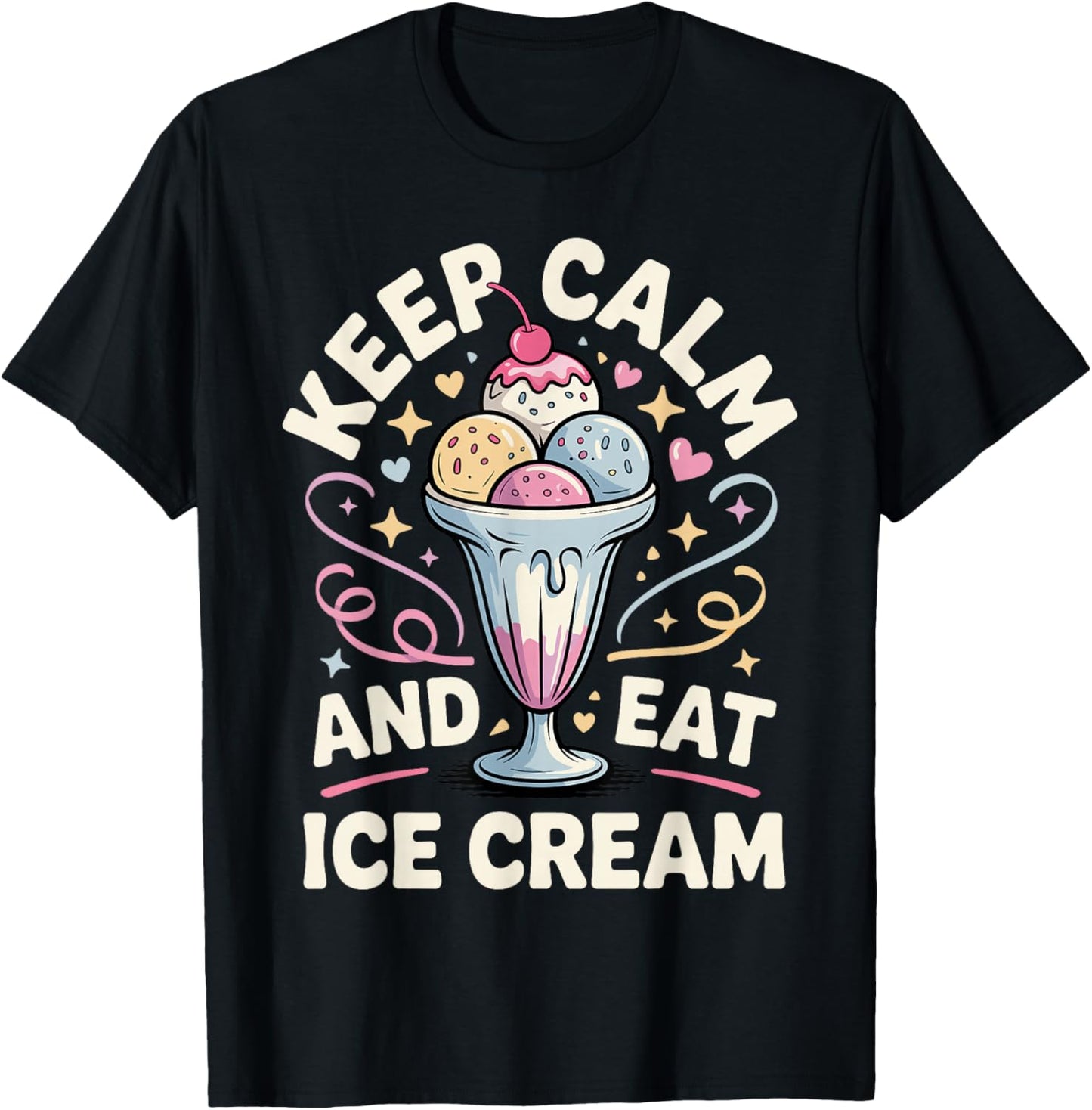 Funny Ice Cream Art Women Kids Dessert Ice Cream Fan T-Shirt - T-Shirt | Black