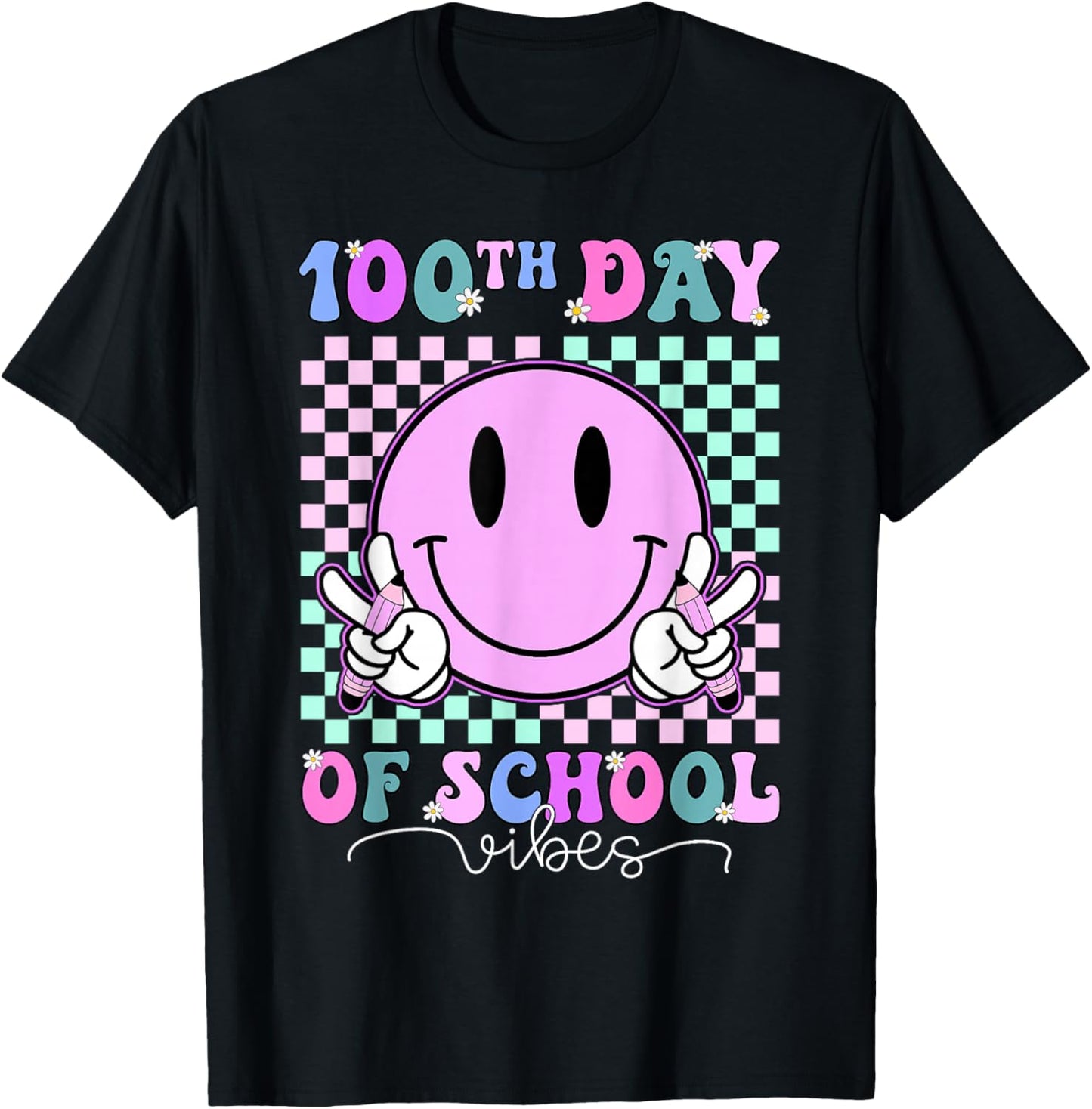 Funny 100 Days Shirt 100th Day of School Vibes Kid Boys Girl T-Shirt - T-Shirt | Black